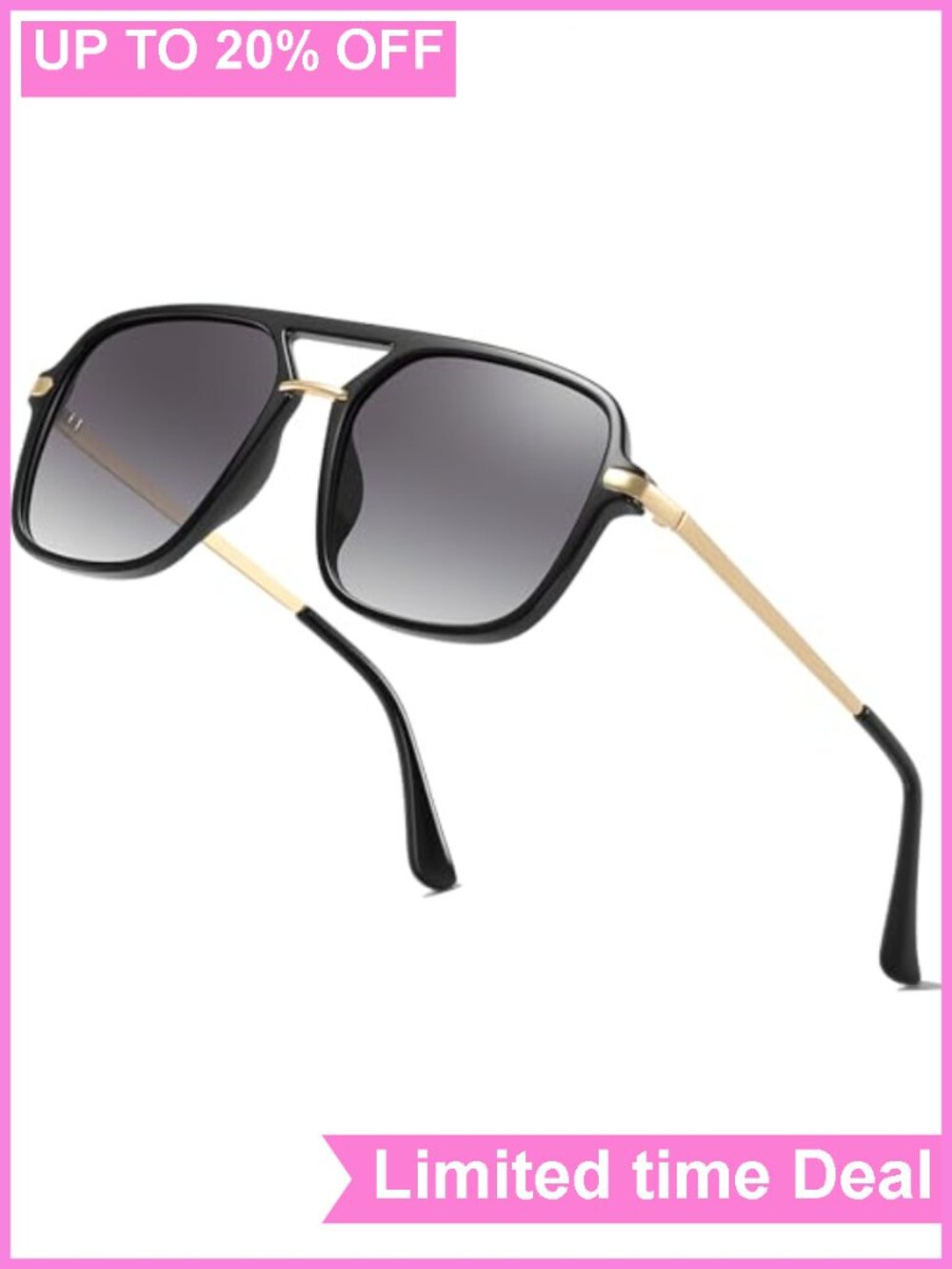 Classic Square Sunglasses 90s Retro Double Bar UV400